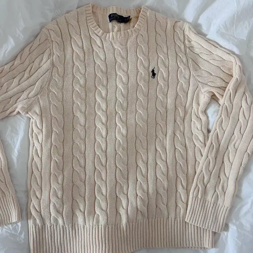 [BUNJANG] Polo Ralph Lauren Ivory Cable Knit Sweater / 폴로 랄프로렌 아이보리 꽈배기 니트