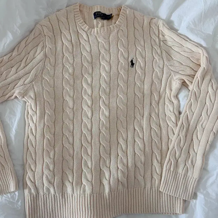 [BUNJANG] Polo Ralph Lauren Ivory Cable Knit Sweater / 폴로 랄프로렌 아이보리 꽈배기 니트