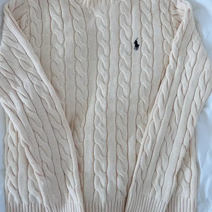 [BUNJANG] Polo Ralph Lauren Ivory Cable Knit Sweater / 폴로 랄프로렌 아이보리 꽈배기 니트