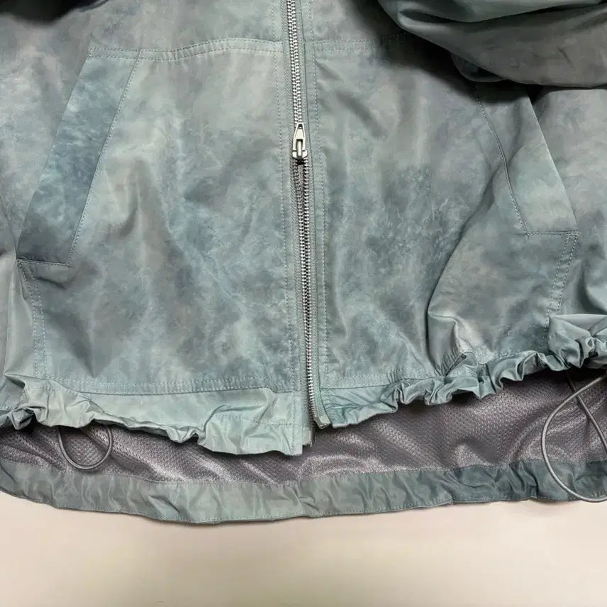 [BUNJANG] Juun.J Poly Puckering Hooded Zip-up Jacket (Windbreaker) - Green - M / 준지 폴리 퍼커링 후드 집업(준지 바람막이) M사이즈 판매