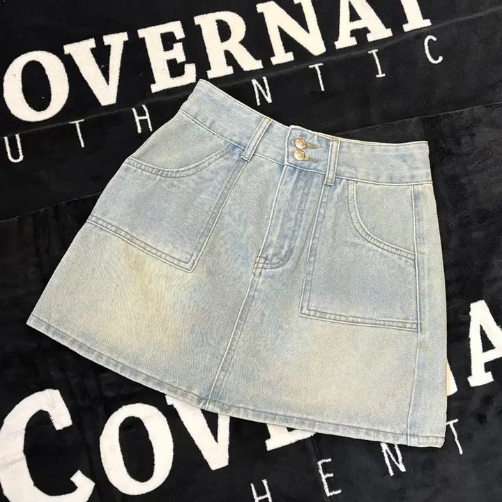 [BUNJANG] Romwe Vintage Light Wash Denim Mini Skirt / 일본빈티지 romwe 연청 데님 미니 스커트