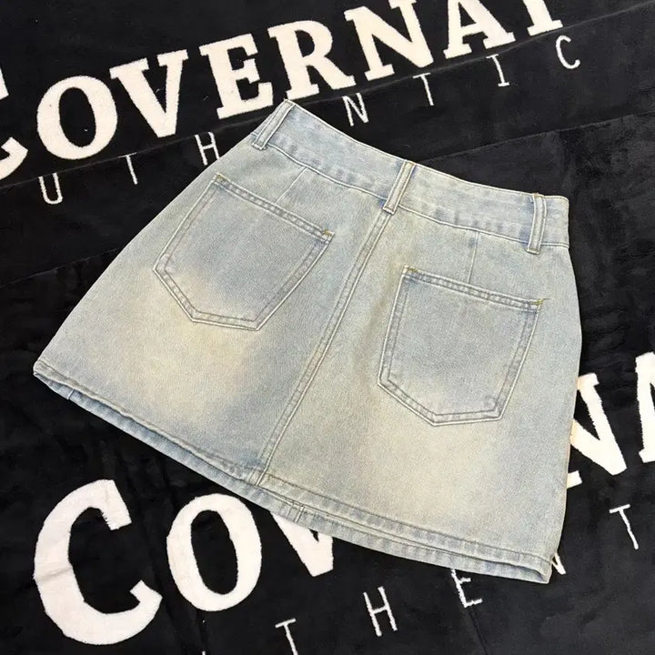 [BUNJANG] Romwe Vintage Light Wash Denim Mini Skirt / 일본빈티지 romwe 연청 데님 미니 스커트
