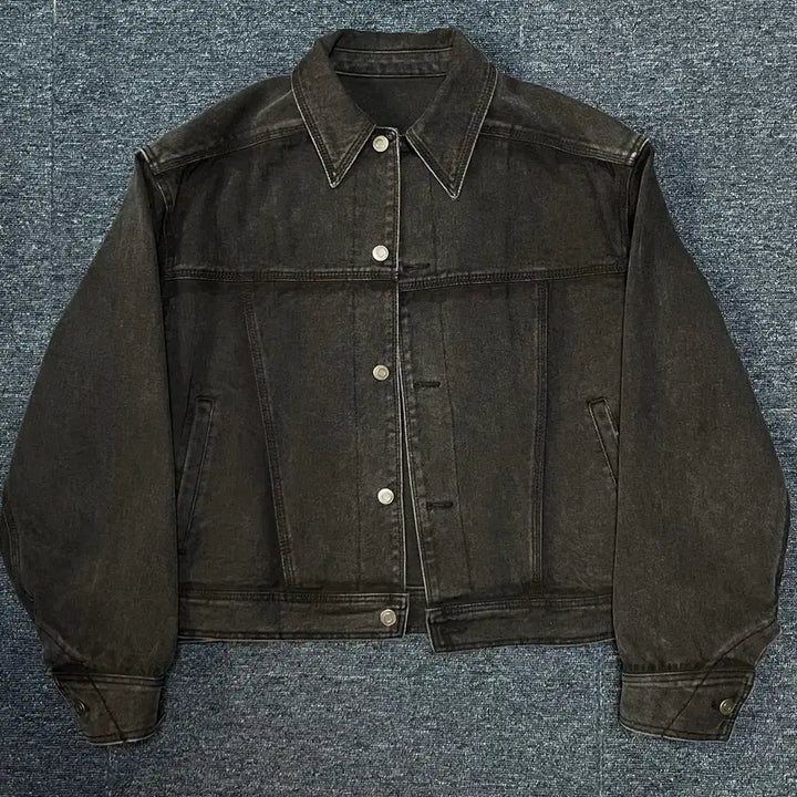 [BUNJANG] COOR Faded Washed Black Trucker Jacket / COOR 트러커 자켓 (페이디드 워싱 블랙)