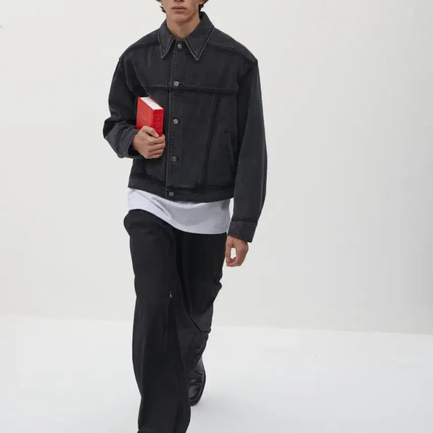 [BUNJANG] COOR Faded Washed Black Trucker Jacket / COOR 트러커 자켓 (페이디드 워싱 블랙)