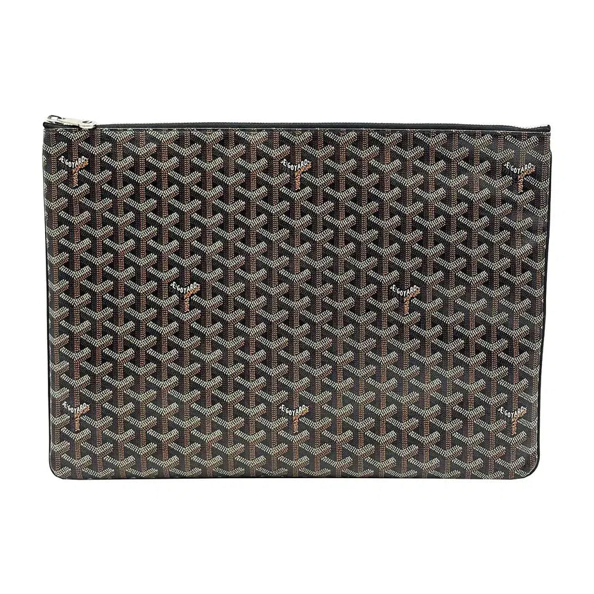 [BUNJANG] Goyard Saint Louis GM Pouch Black Goyardine Canvas Clutch / 고야드 Goyard 블랙 고야딘 캔버스 세나 GM 클러치