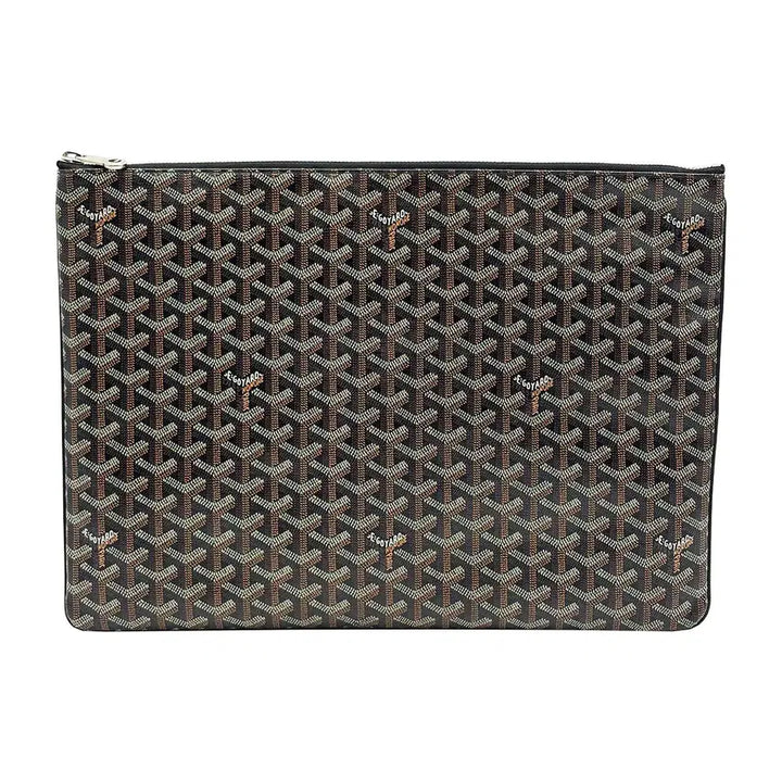 [BUNJANG] Goyard Saint Louis GM Pouch Black Goyardine Canvas Clutch / 고야드 Goyard 블랙 고야딘 캔버스 세나 GM 클러치