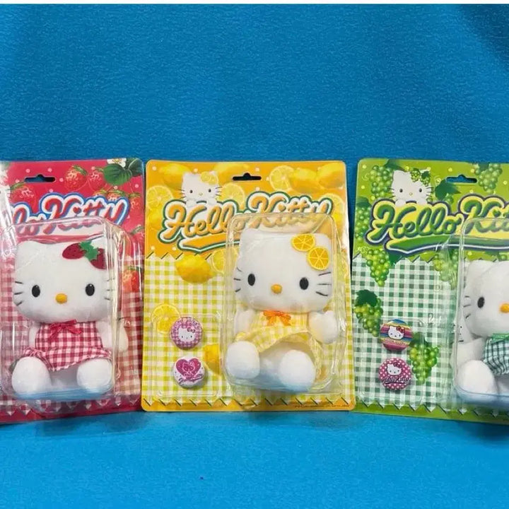 [BUNJANG] Vintage Hello Kitty Fruit Plush Set (Strawberry, Lemon, Green Grape) / (새상품) 고전키티 과일인형 3종세트