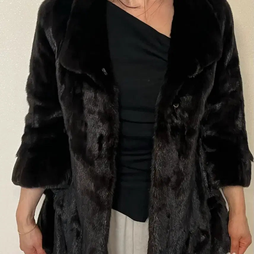 [BUNJANG] Malubel Sydney Mink Coat Black 55 / Malubel Sydney 밍크 코트 블랙 55