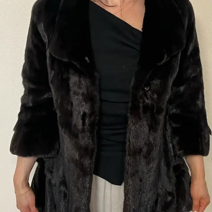 [BUNJANG] Malubel Sydney Mink Coat Black 55 / Malubel Sydney 밍크 코트 블랙 55