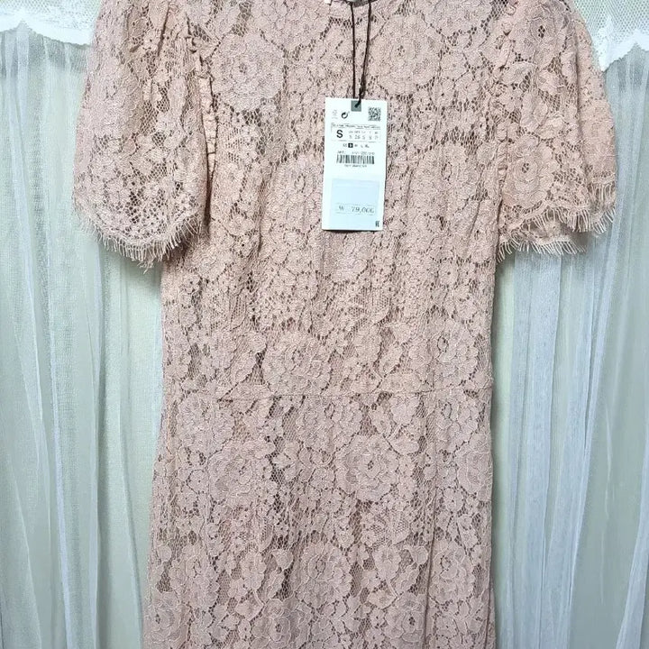[BUNJANG] ZARA Pink Lace Short Sleeve Dress / 자라ZARA 핑크 레이스 반팔 원피스