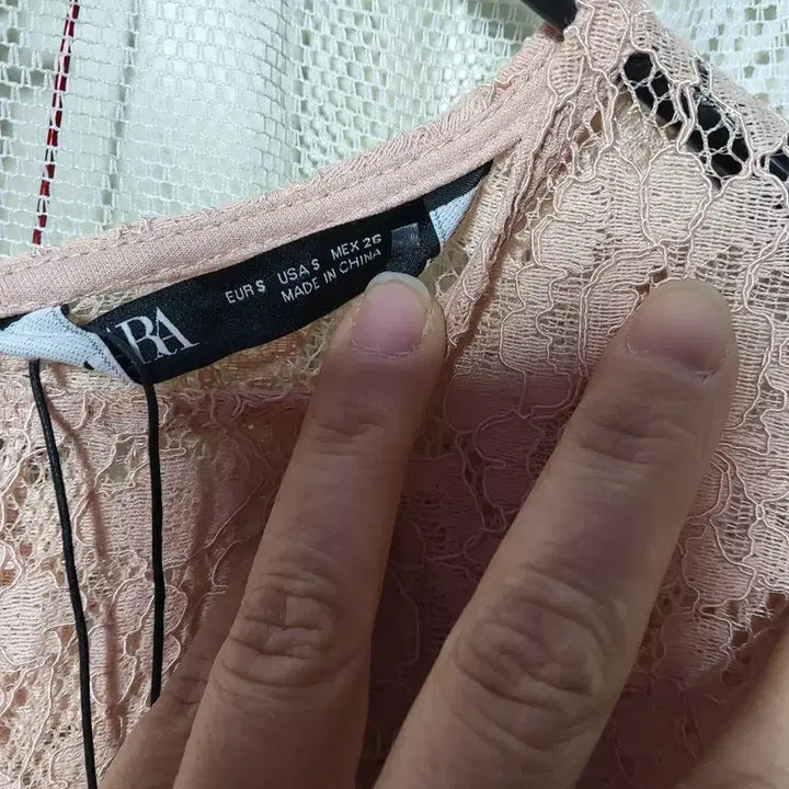 [BUNJANG] ZARA Pink Lace Short Sleeve Dress / 자라ZARA 핑크 레이스 반팔 원피스