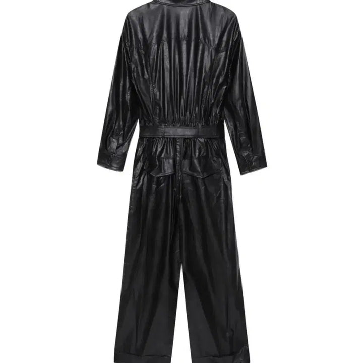 [BUNJANG] Lucky Chouette Leather Jumpsuit / 럭키슈에뜨 레더 점퍼수트