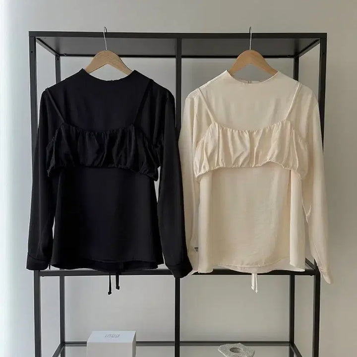 [BUNJANG] Satin Bustier Set High Neck Blouse / 뷔스티에 세트 하이넥 블라우스 / 새틴 샤틴 공단 고급 고퀄리티 레이어드