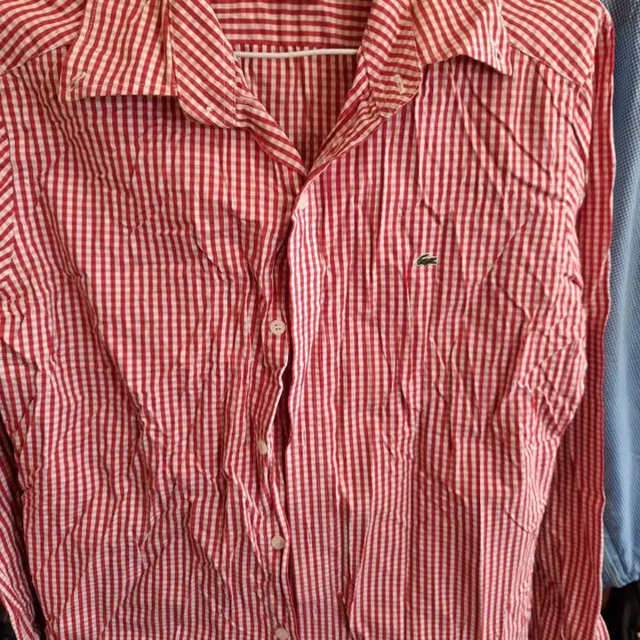 [BUNJANG] Lacoste Red Checkered Shirt (Size 38) / 라코스테 레드 체크 셔츠 38사이즈. 95