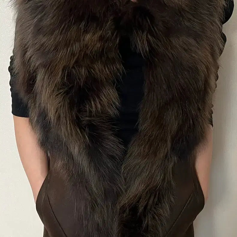 [BUNJANG] Kelly Mustang Natural Fox Fur Vest S (55) / 켈리무스탕 조끼 천연 폭스 퍼 S 55