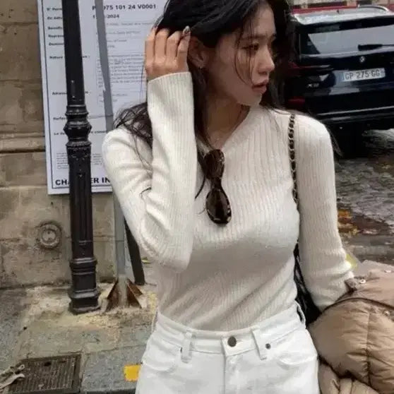 [BUNJANG] Shimizu Holgarment Knit Top / 시미즈 홀가먼트 니트( 아이보리 /네이비)