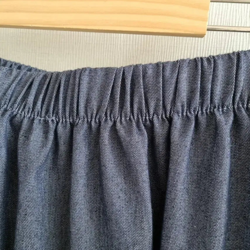 [BUNJANG] Denim Long Skirt with Lace Detail / 데님 롱 스커트 레이스 밴딩 치마
