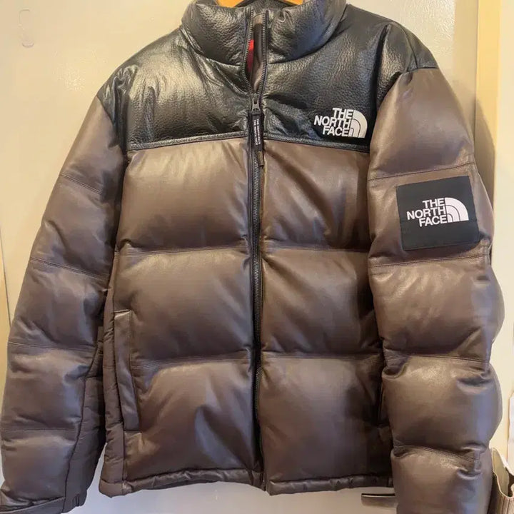 [BUNJANG] The North Face Leather Nupse Padded Jacket / 노스페이스 레더 가죽 눕시 패딩