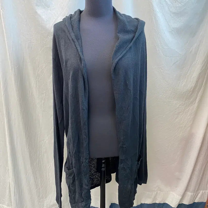 [BUNJANG] Black Linen Blend Open Cardigan / 블랙 린넨면혼방 오픈가디건(F)