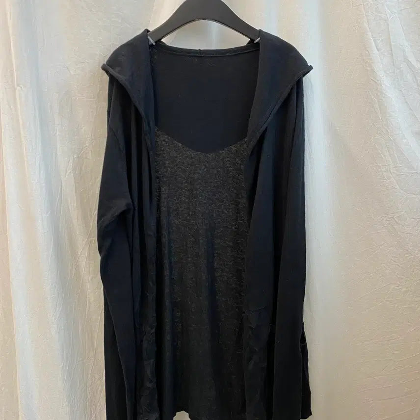 [BUNJANG] Black Linen Blend Open Cardigan / 블랙 린넨면혼방 오픈가디건(F)