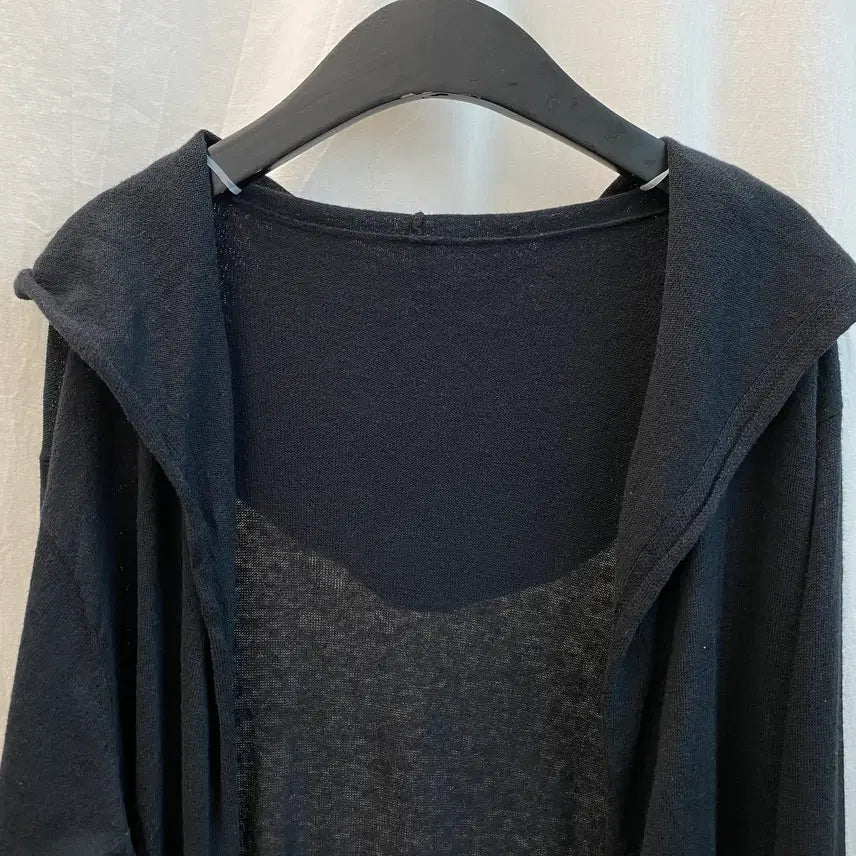 [BUNJANG] Black Linen Blend Open Cardigan / 블랙 린넨면혼방 오픈가디건(F)