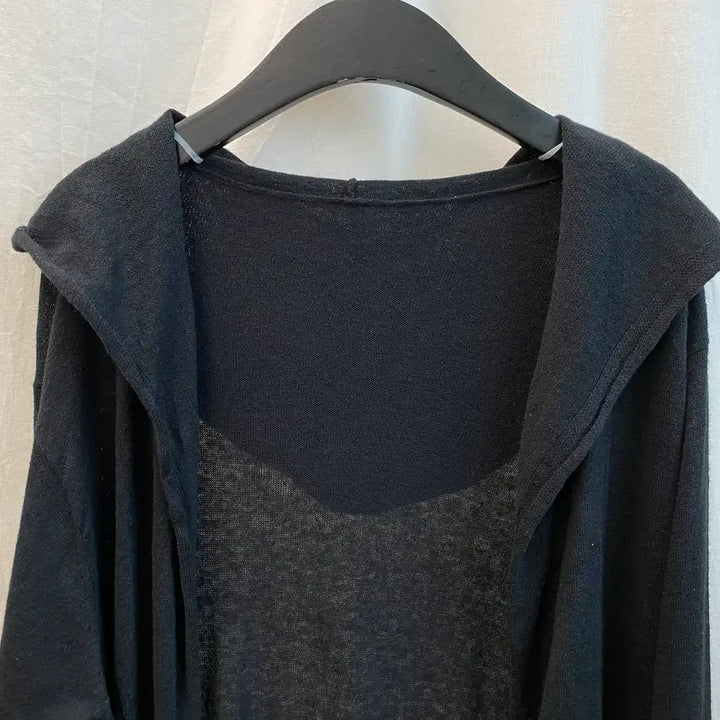 [BUNJANG] Black Linen Blend Open Cardigan / 블랙 린넨면혼방 오픈가디건(F)