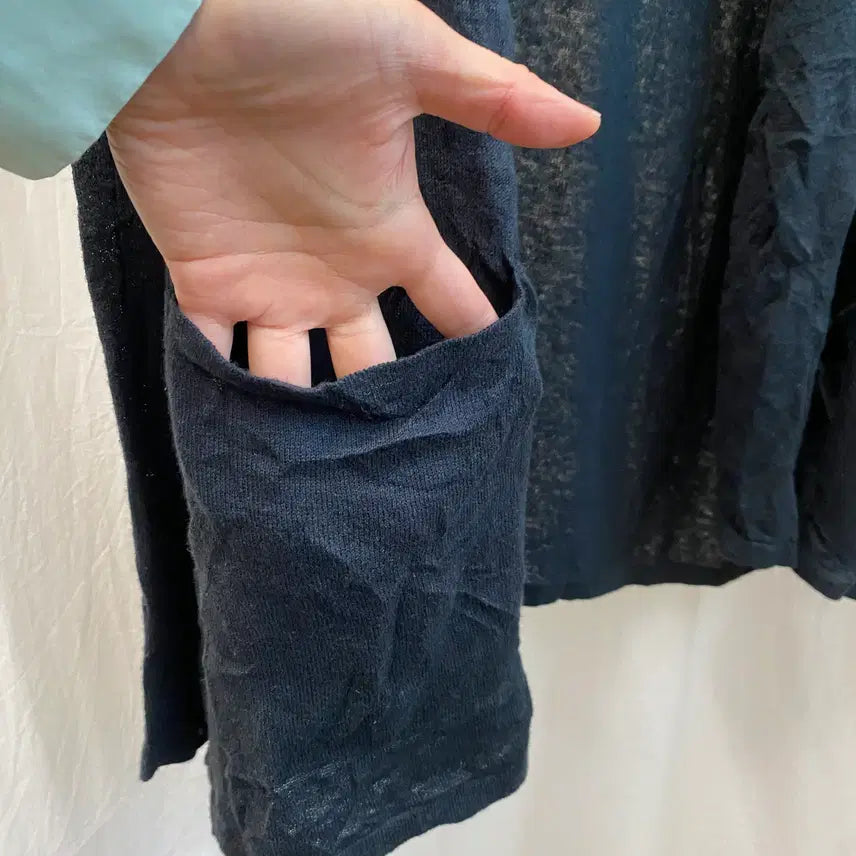 [BUNJANG] Black Linen Blend Open Cardigan / 블랙 린넨면혼방 오픈가디건(F)