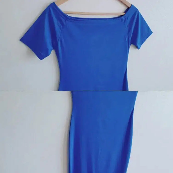 [BUNJANG] Nanalshop Blue Off-Shoulder Short Sleeve Dress / 나날샵 파랑/블루 오프숄더 반팔 원피스
