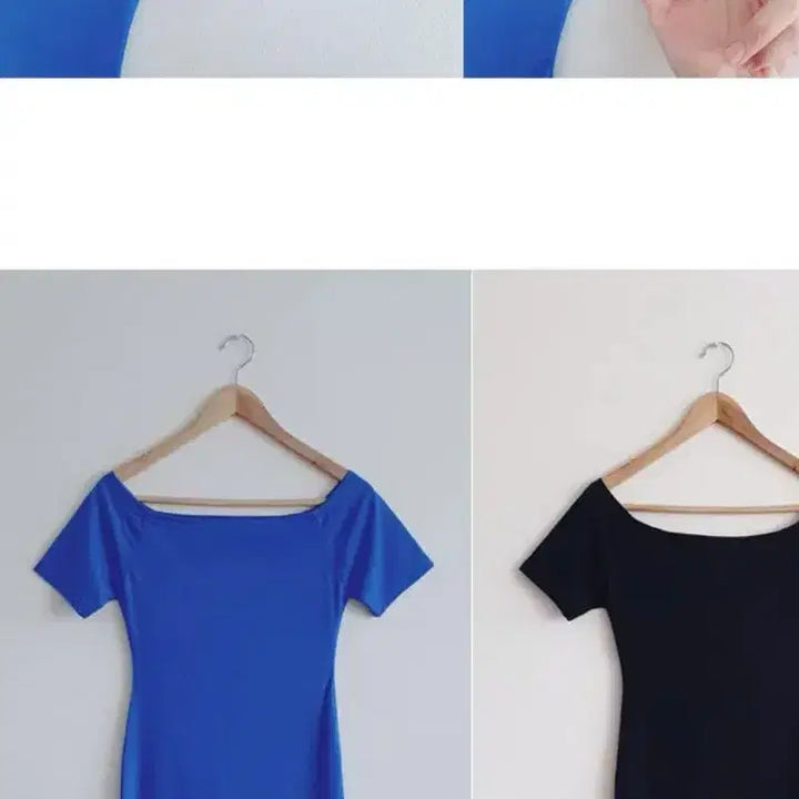 [BUNJANG] Nanalshop Blue Off-Shoulder Short Sleeve Dress / 나날샵 파랑/블루 오프숄더 반팔 원피스