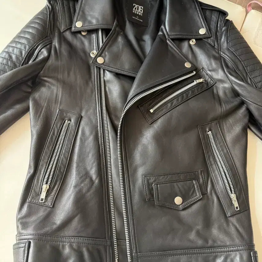 [BUNJANG] 206 Homme Black Leather Rider Jacket / 206옴므 블랙 레더 라이더 자켓