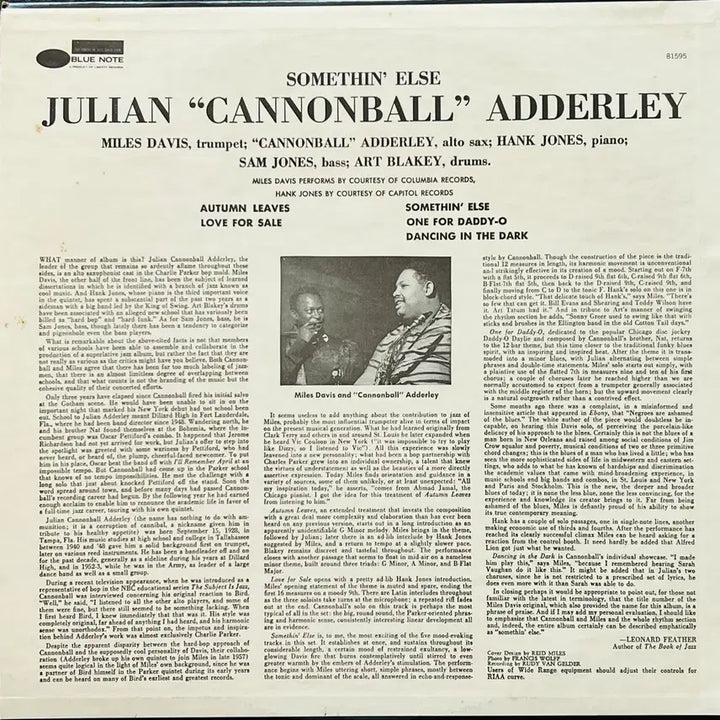 [BUNJANG] Cannonball Adderley Somethin' Else LP / LP : Cannonball Adderley - Somethin Else