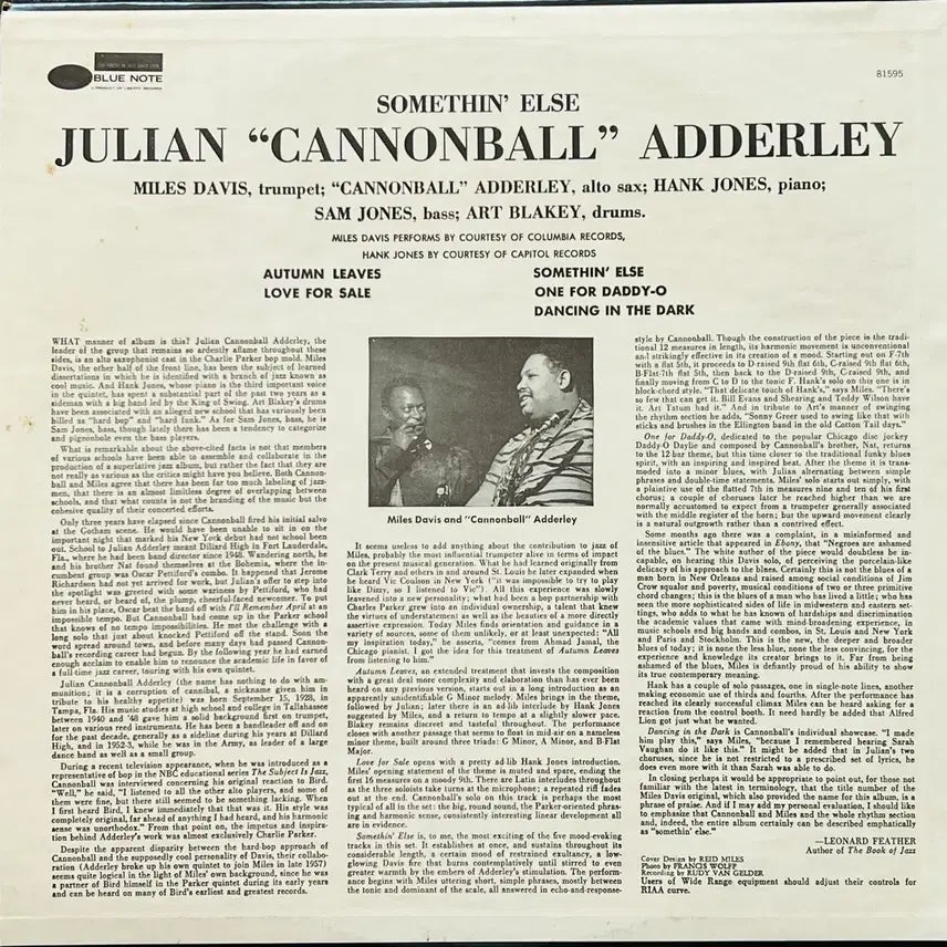 [BUNJANG] Cannonball Adderley Somethin' Else LP / LP : Cannonball Adderley - Somethin Else