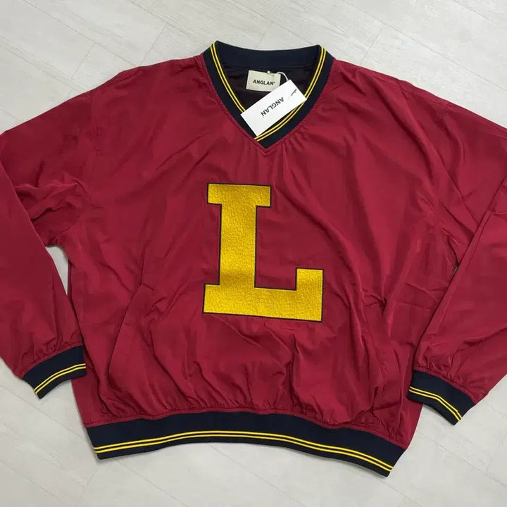 [BUNJANG] Angle Run Lettermen Nylon Pullover Sweatshirt Red / 앵글런 Lettermen 나일론 풀오버 맨투맨 레드