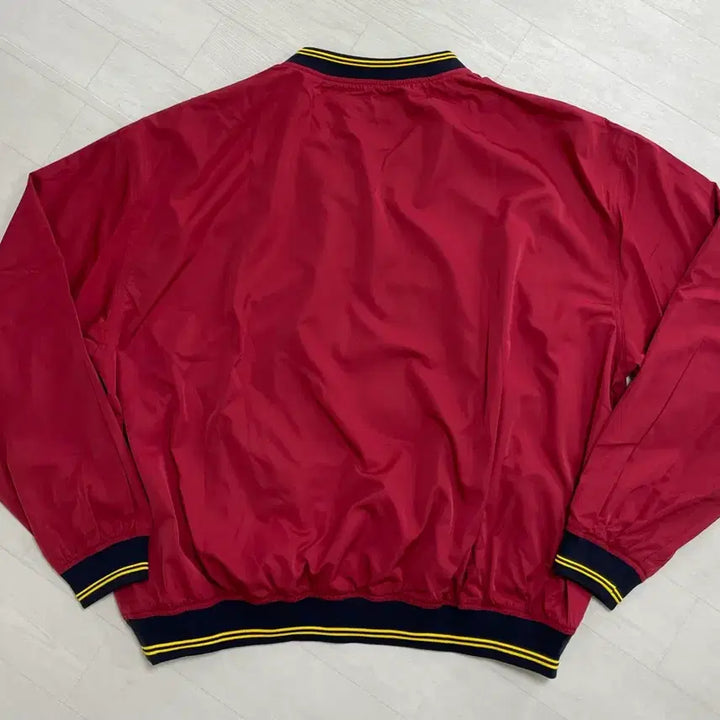 [BUNJANG] Angle Run Lettermen Nylon Pullover Sweatshirt Red / 앵글런 Lettermen 나일론 풀오버 맨투맨 레드