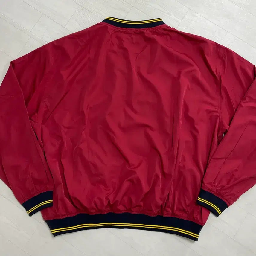 [BUNJANG] Angle Run Lettermen Nylon Pullover Sweatshirt Red / 앵글런 Lettermen 나일론 풀오버 맨투맨 레드