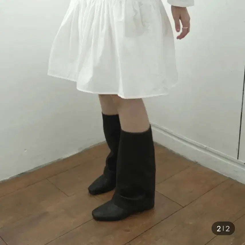 [BUNJANG] Piebbre Fold Layer Long Boots Black 240 / 피에브레 fold layer long boots 블랙 검정 롱부츠 240