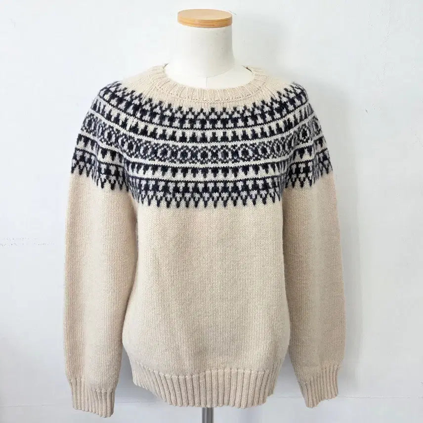 [BUNJANG] SPUSH Ivory Pattern Knit Sweater / 빈티지 만원샵 SPUSH 아이보리 패턴 니트