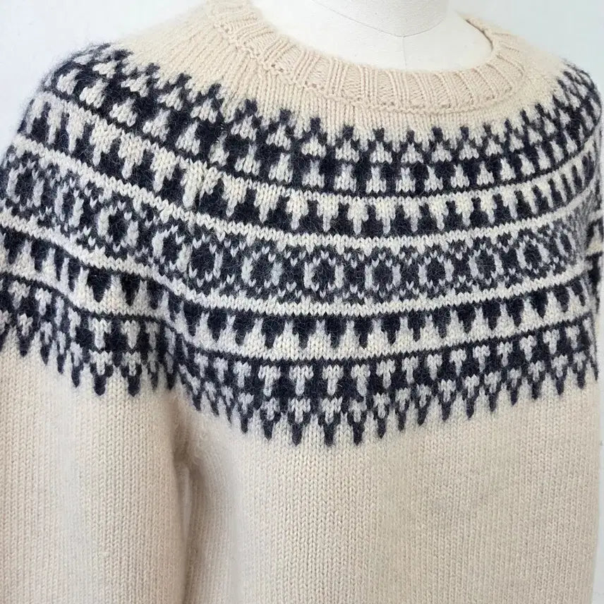 [BUNJANG] SPUSH Ivory Pattern Knit Sweater / 빈티지 만원샵 SPUSH 아이보리 패턴 니트
