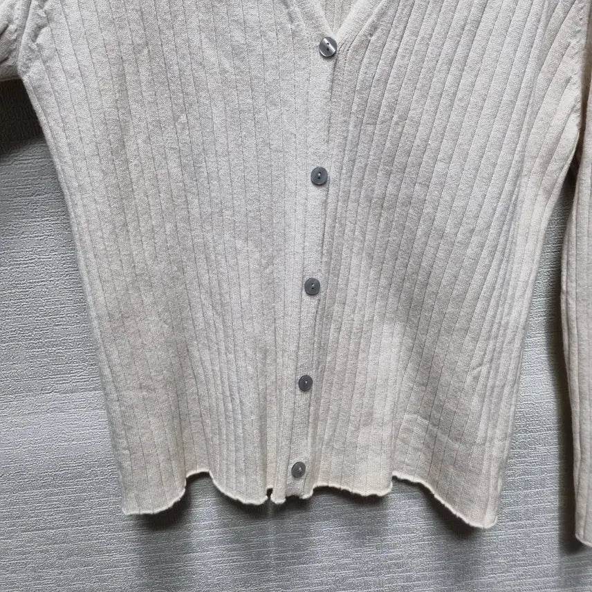 [BUNJANG] Unbranded Ivory Ribbed Knit Cardigan / 라229 골지 니트 가디건