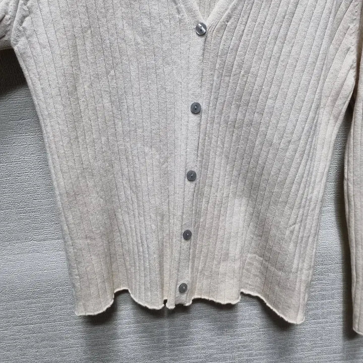 [BUNJANG] Unbranded Ivory Ribbed Knit Cardigan / 라229 골지 니트 가디건