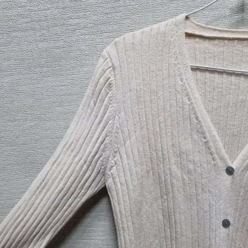 [BUNJANG] Unbranded Ivory Ribbed Knit Cardigan / 라229 골지 니트 가디건