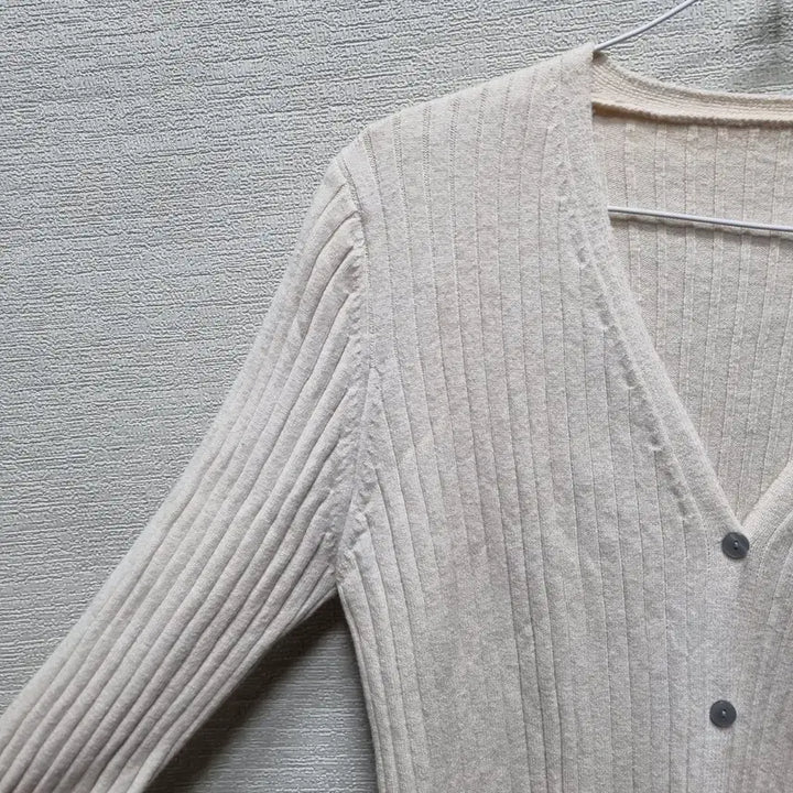 [BUNJANG] Unbranded Ivory Ribbed Knit Cardigan / 라229 골지 니트 가디건