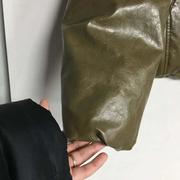 [BUNJANG] On&On Faux Fur Collar Leather Goose Down Jacket / 25 온앤온 신상 퍼카라 레더 구스 패딩 85