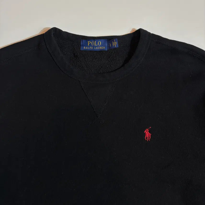 [BUNJANG] Polo Ralph Lauren Embroidered Logo Black Sweatshirt / 폴로랄프로렌 자수 로고 블랙 맨투맨