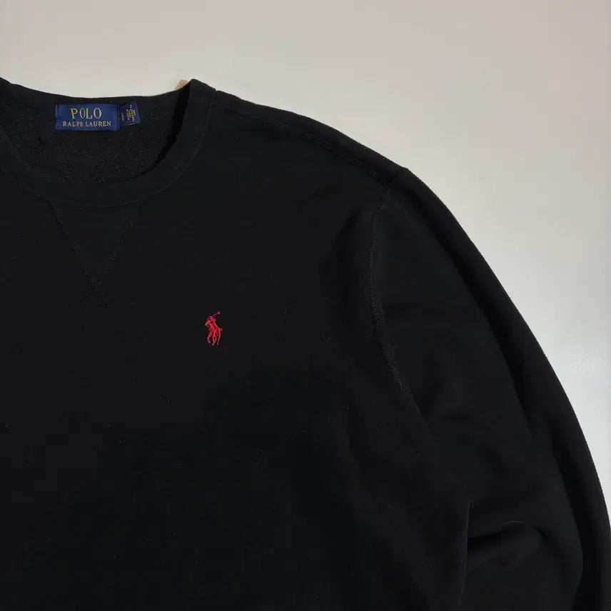 [BUNJANG] Polo Ralph Lauren Embroidered Logo Black Sweatshirt / 폴로랄프로렌 자수 로고 블랙 맨투맨