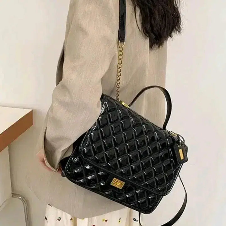 [BUNJANG] Landcell Enamel Quilted Tote Shoulder Two-Way Backpack Bag / [새상품/바로발송] 란도셀 에나멜 퀼팅 토트백 숄더백 투웨이 백팩 가방