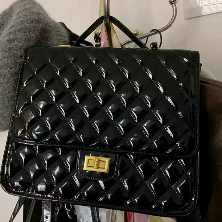 [BUNJANG] Landcell Enamel Quilted Tote Shoulder Two-Way Backpack Bag / [새상품/바로발송] 란도셀 에나멜 퀼팅 토트백 숄더백 투웨이 백팩 가방