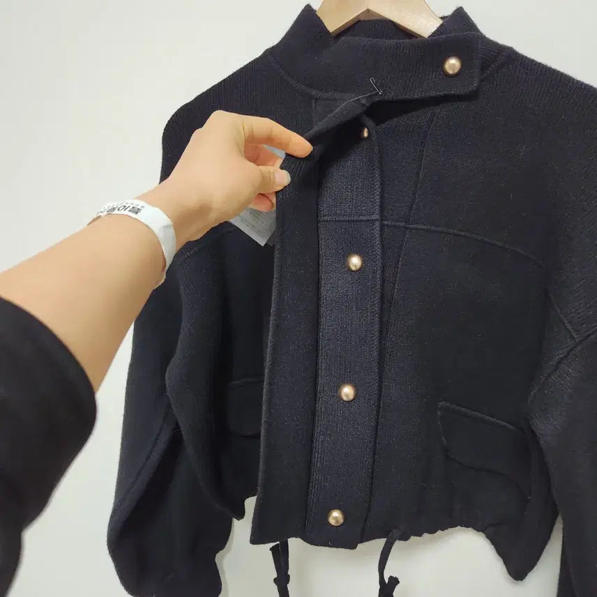 [BUNJANG] Codes Combine Black Crop Knit Jacket / 백화점 새상품A+)codes combine 블랙 크롭 니트 자켓