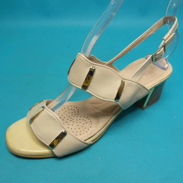 [BUNJANG] Tandy Gold Strap Platform Sandals / 235/pu6-452/탠디 금장 통굽 스트랩 샌들/구제특별시