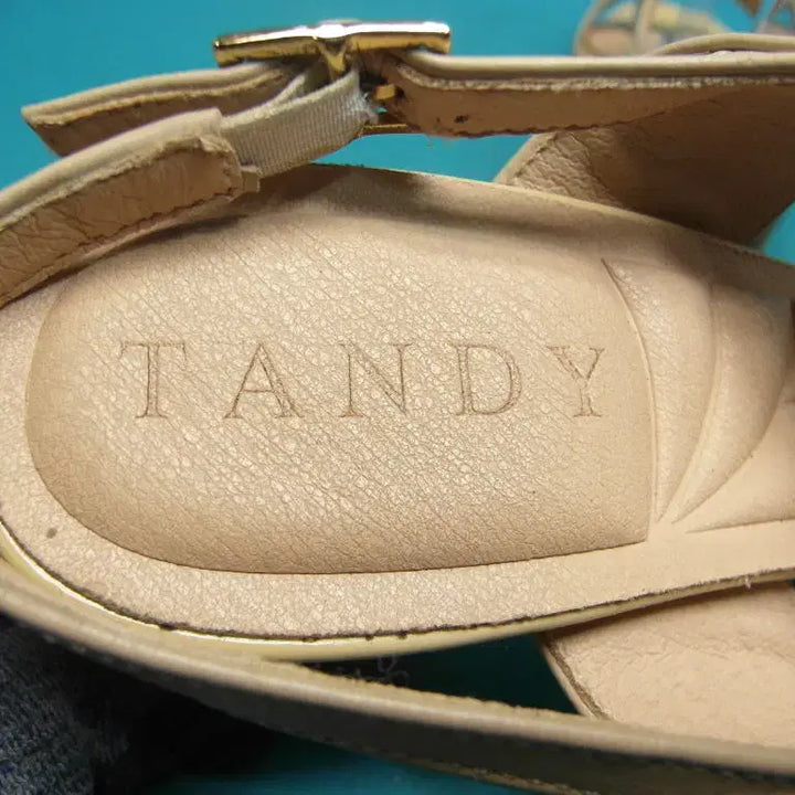 [BUNJANG] Tandy Gold Strap Platform Sandals / 235/pu6-452/탠디 금장 통굽 스트랩 샌들/구제특별시